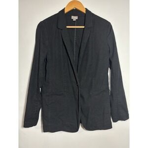 J‎ Jill Black Linen Blend Single Button Blazer Jacket Women Sz S Preppy Classic